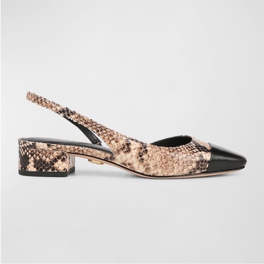 NEW Veronica Beard Cecile Snakeskin Embossed Leather Slingbacks - Womens size 7